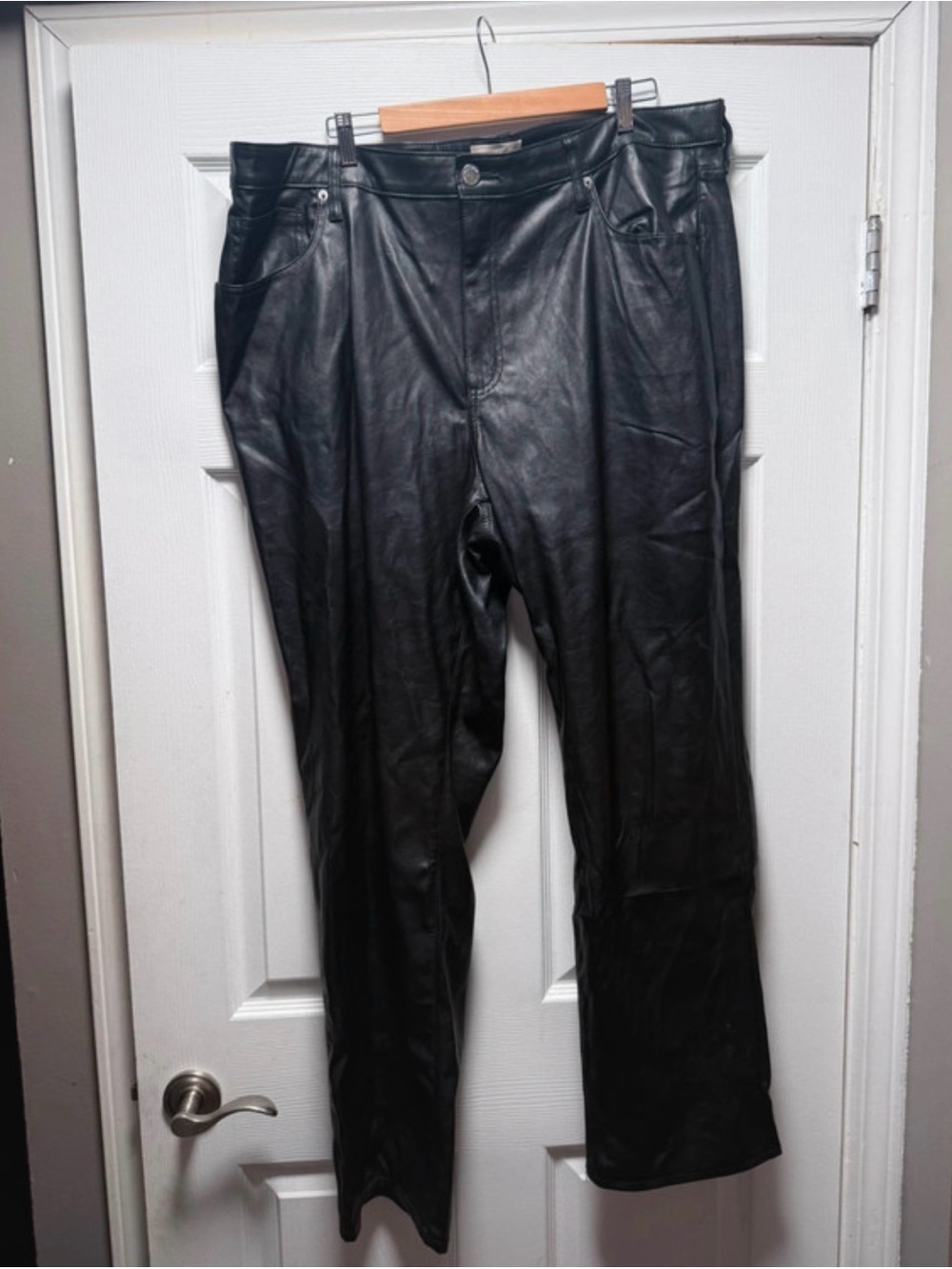 Women’s Black Faux Leather Pants- size 20